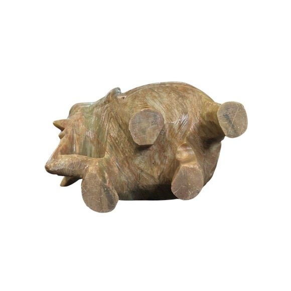Handcrafted Solid Soapstone Elephant Statue Figurine Intricate Detail Trunk-Down - Picture 5 of 6